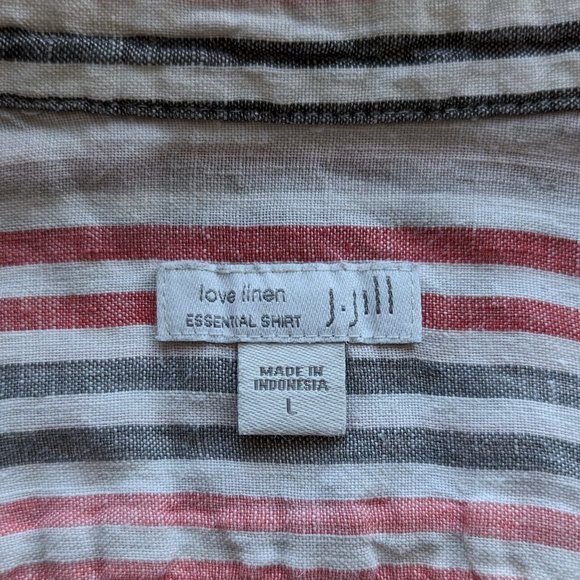 J. Jill Love Linen Essential Shirt 100% Linen Striped Button Down Size Large - Picture 6 of 7